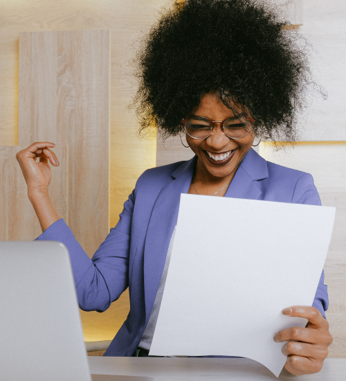 woman happy with tax prep services from shreeve landry